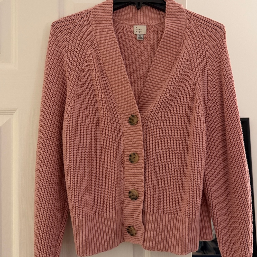 Pink Button-Up Cardigan